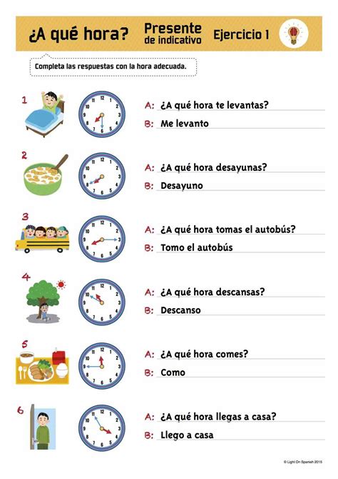 La Hora En Espanol Ejercicios