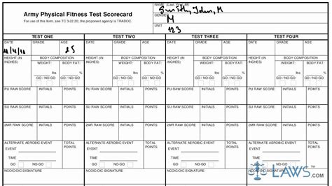 Learn How To Fill The Da Form 705 Army Physical Fitness Test Scorecard