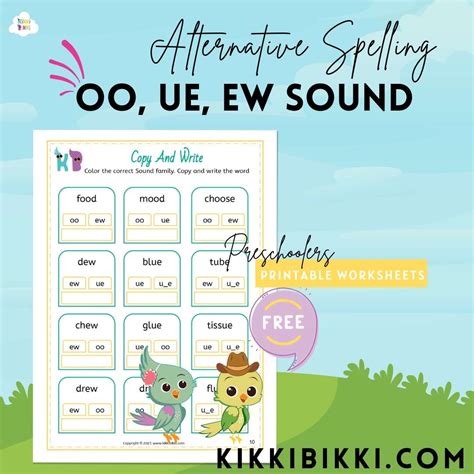 Learn To Spell Oo Ew Ue Words Phonics Printable Worksheets