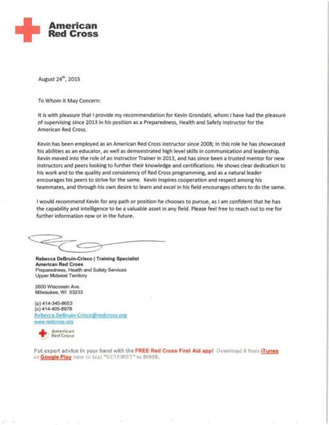 Letter Of Recommendation Red Cross 2015 Pdf