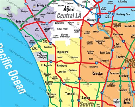 Los Angeles Zip Code Map Full Zip Codes Colorized Otto Maps