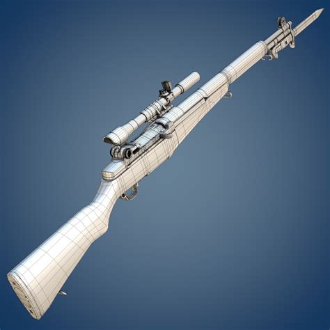 M1 Garand Rifle With Scope And Bayonet 3D Model Cgtrader