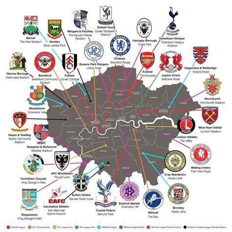 Map Of London Football Clubs Tourist England