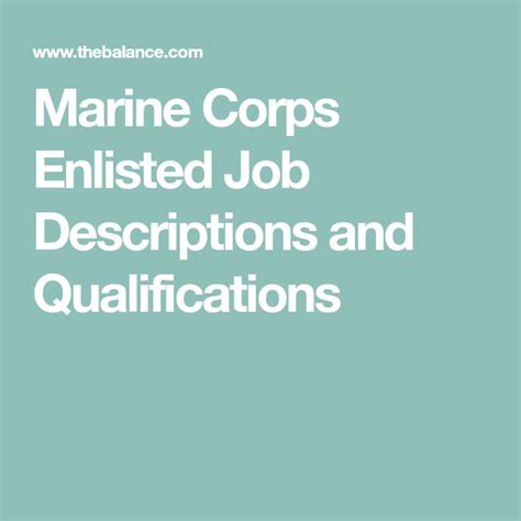 Marine Corps Enlisted Job Descriptions And Qualifications Job