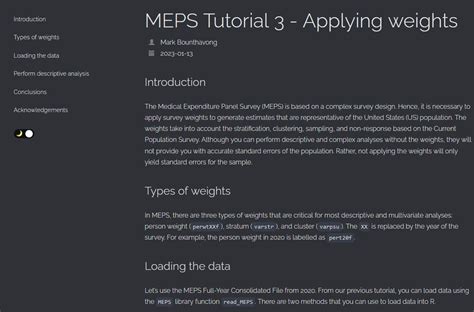 Meps Tutorial Part 3 Applying Survey Weights Using R Mark Bounthavong