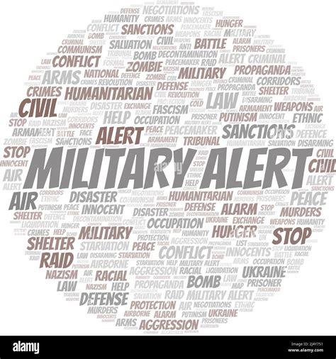 Military Alert Word Cloud Vector Made With Text Only Stock Vector