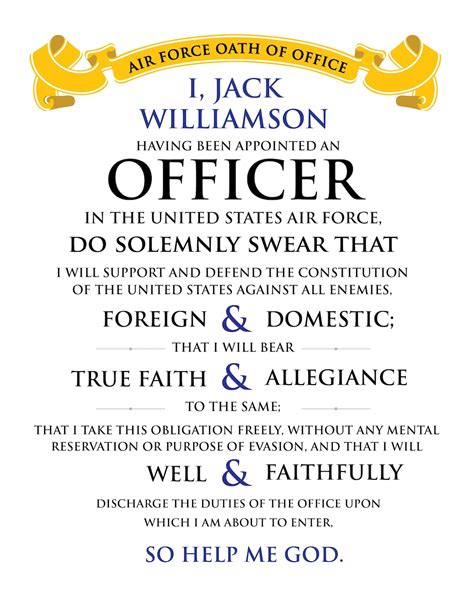 Military Officer S Oath Of Office Air Force Oath Of Etsy Denmark