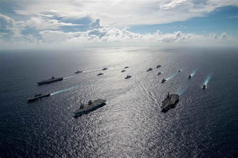 Multiple Allied Carrier Strike Groups Operate Together In 7Th Fleet