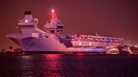 Navy Aircraft Carrier Hms Prince Of Wales Leaves Portsmouth After