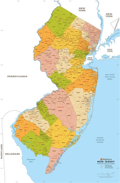 New Jersey Zip Code Map Including County Maps