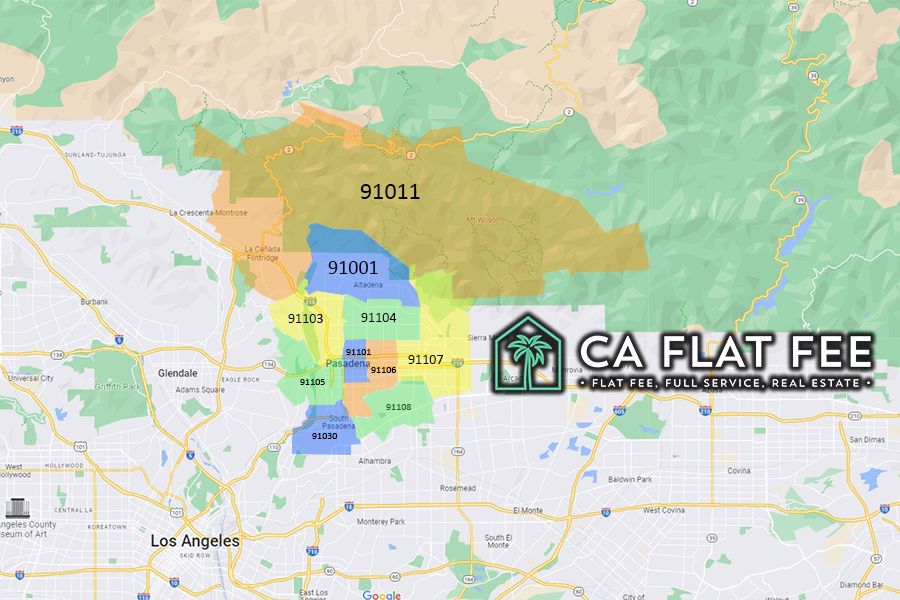 Pasadena California Zip Code Wall Map Premium Style By Marketmaps