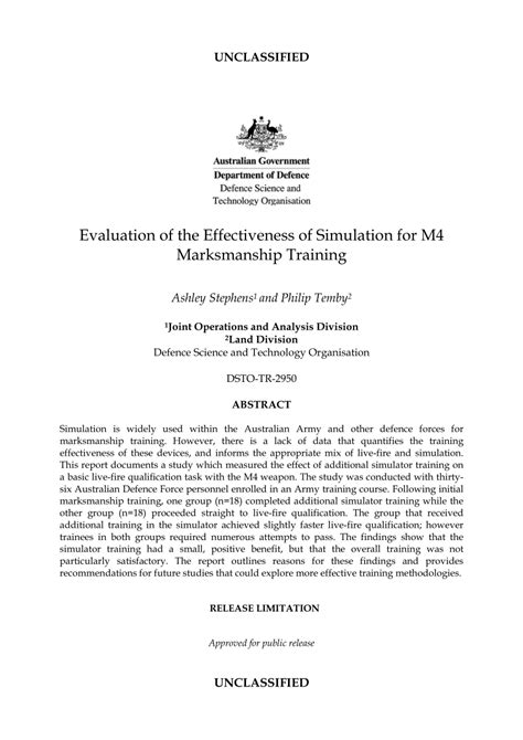 Pdf Evaluation Of The Effectiveness Of Simulation For M4 Marksmanship