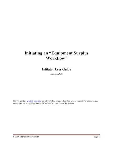 Pdf Initiating An Equipment Surplus Workflow Fiscal Gmu Edu