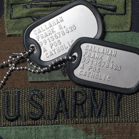 Personalised Stainless Steel Us Military Dog Tag With A Hole At Both