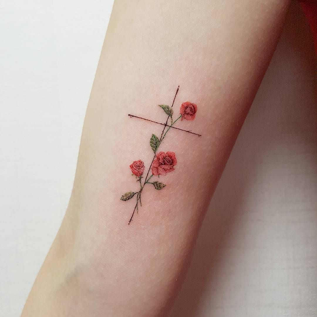 Pin On Rose Cross Tattoo