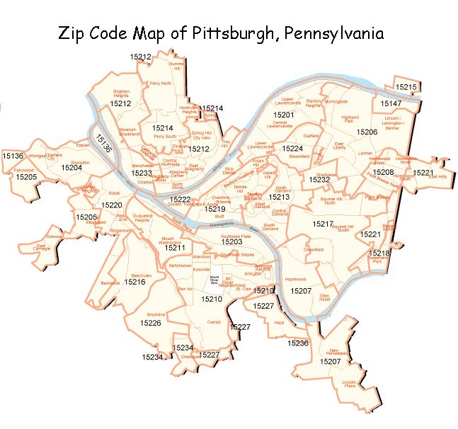 Pittsburgh Zip Code Map With Townships