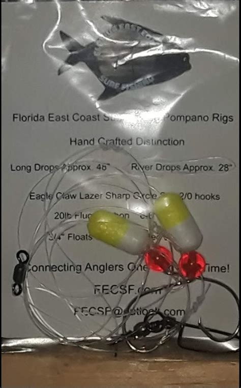 Pompano Rigs 7 Pack Double Drops Florida East Coast Surf Fishing Surf