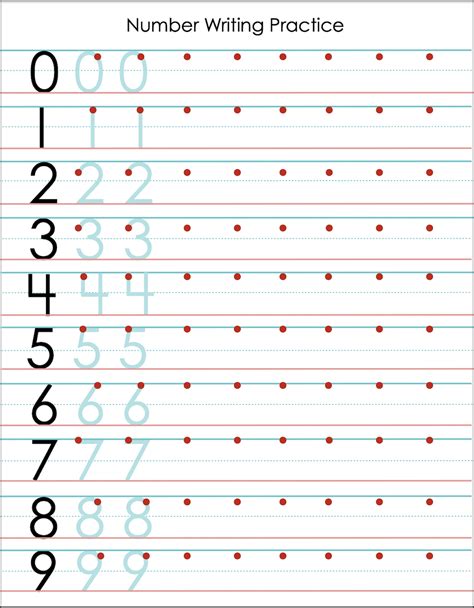 Practice Number Writing Sheets