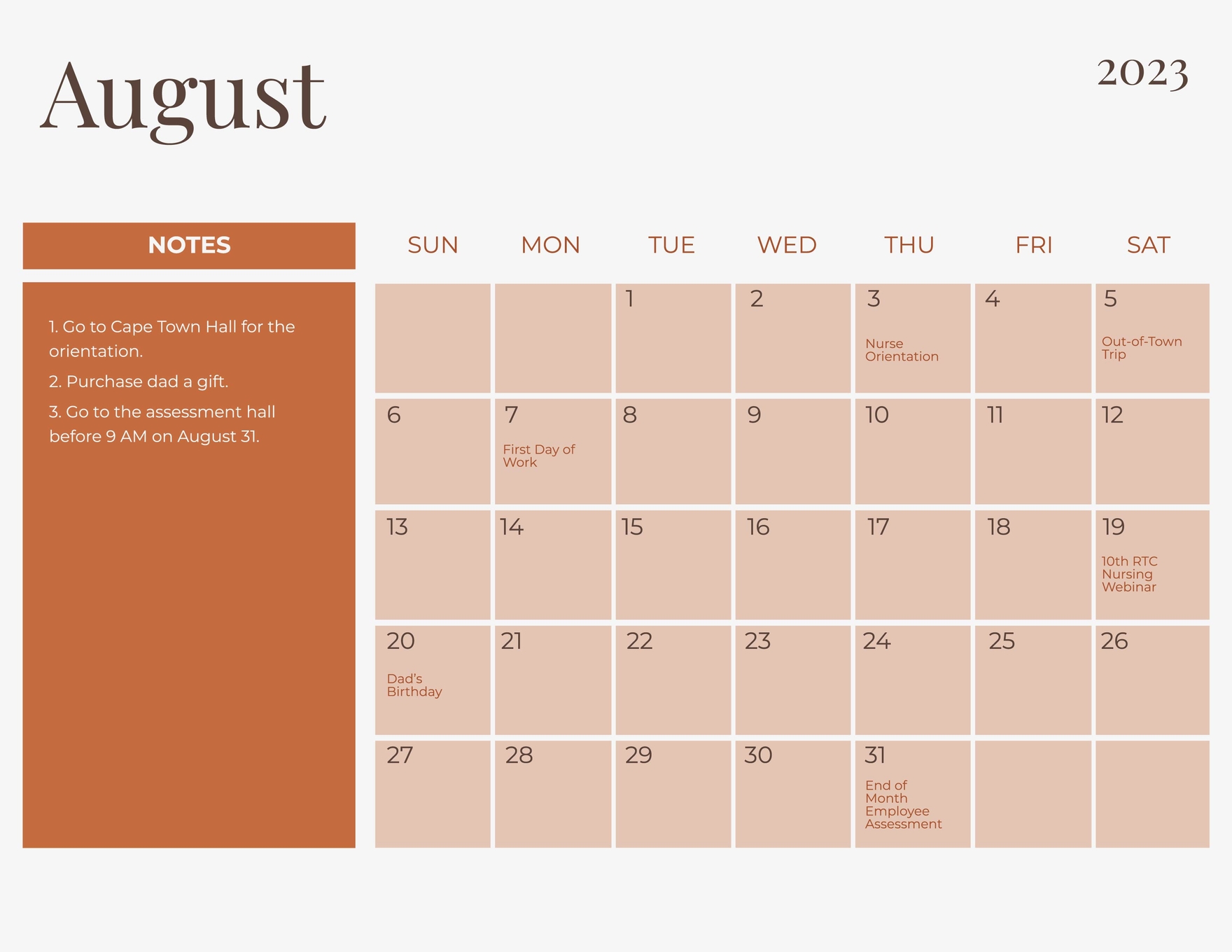 Printable August 2023 Calendar Template In Google Docs Illustrator