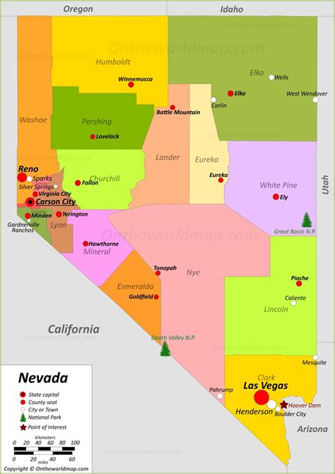 Printable Map Of Nevada Cities Printable Map Of The United States