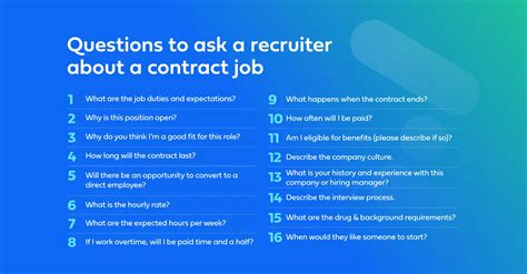 Questions To Ask A Recruiter About A Contract Job Checklist