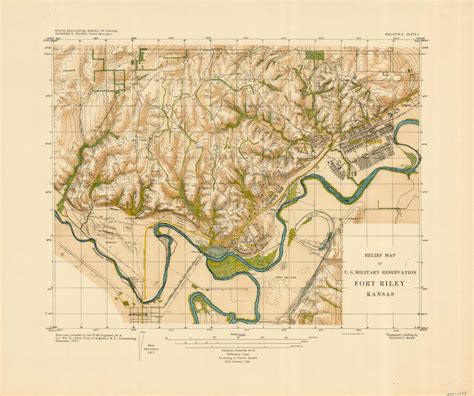 Relief Map Of U S Military Reservation Fort Riley Kansas Art Source