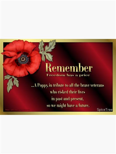 Remember Veterans Poppy By Spicetree Redbubble