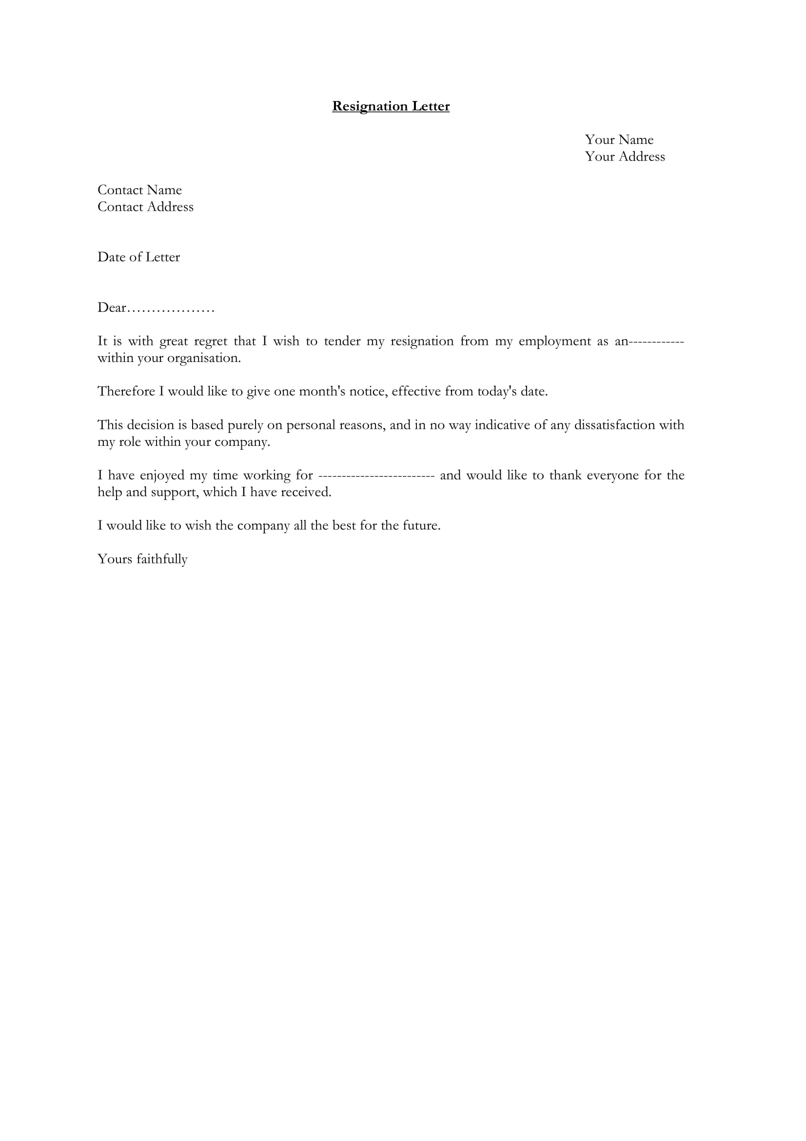 Resignation Letters 27 Examples Google Docs Outlook Pages Word