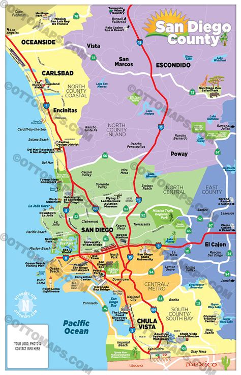 San Diego County Tourist Map Otto Maps