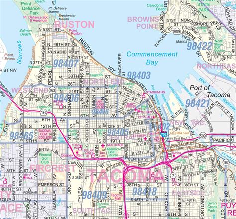 Seattle Tacoma Wa Detailed Region Wall Map 36 X54 W Zip Codes