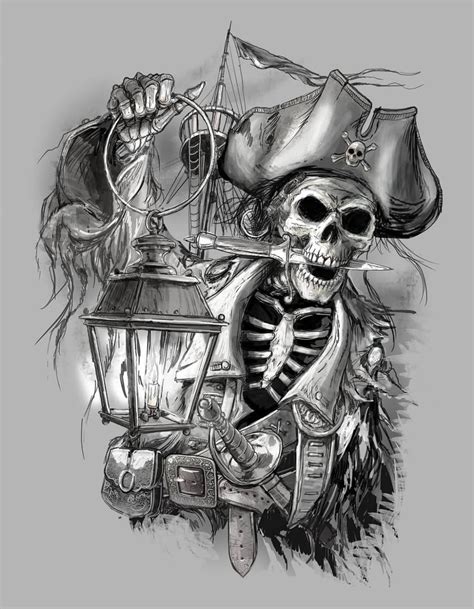 Skull Pirate Tattoo Design