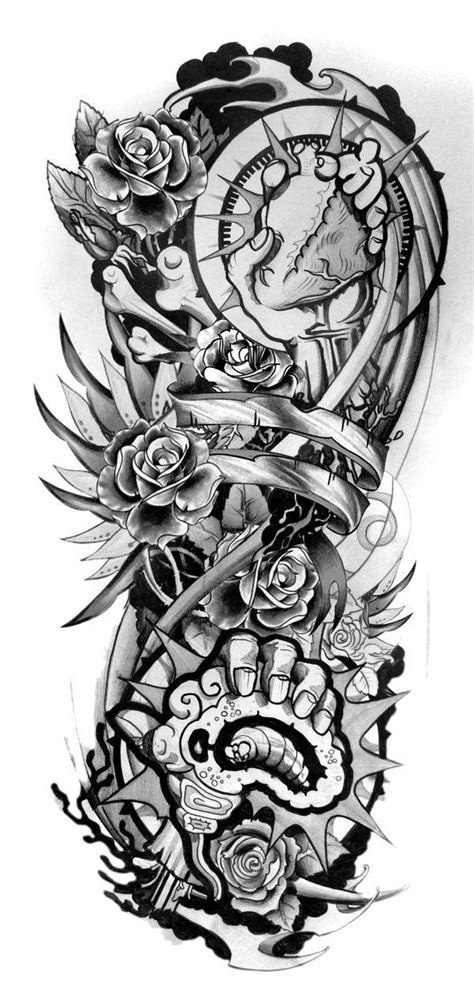 Sleeve Tattoo Designs Drawings On Paper Design Sleeve Tattoo 2 Half