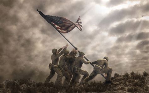 Soldiers Putting Up Flag