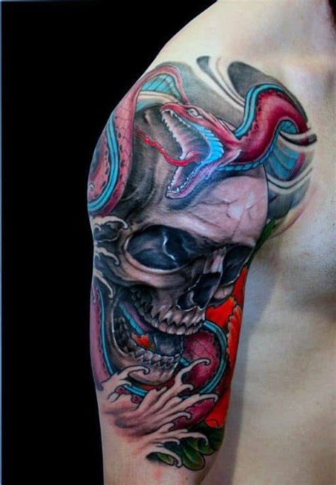 Stunning Space Skull Tattoo On Neck