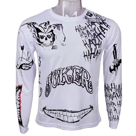 Suicide Squad T Shirt Joker Tattoos Cosplay Costume Sublimation Long