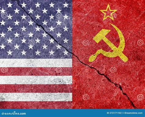 The Flags Of The Us Flag And The Soviet Russian Flag Are Repeatedly