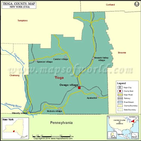 Tioga County Map Map Of Tioga County New York