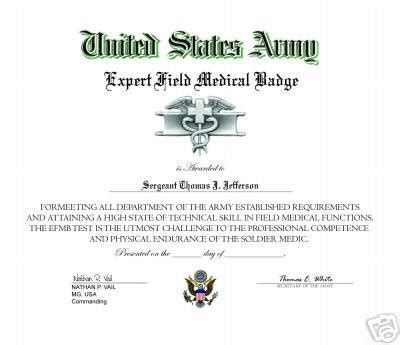 U S Army Expert Medical Badge Certificate 32819755