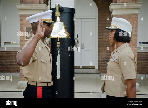 U S Marine Corps Maj Lisa Lawrence Right Recites The Uniformed