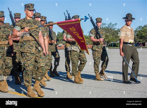 U S Marine Corps Recruits Of Platoon 2081 Hotel Company 2Nd Recruit Training Battalion March