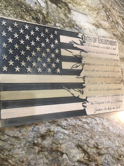 U S Military Oath Of Enlistment Patriotic Wood Flag Etsy