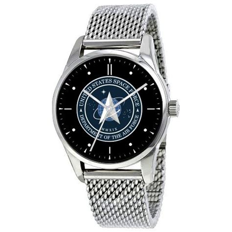 U S Space Force Guardians Emblem Watch With Large Polished Chrome Case