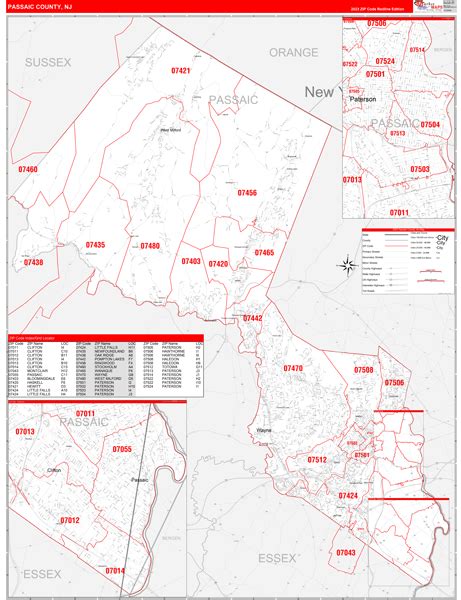 Union New Jersey Zip Code Wall Map Red Line Style By Marketmaps