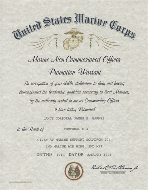 United States Marine Corps Warrant Officer Promotion Warrant