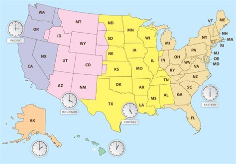 United States Time Zone Map Large Printable With State Code