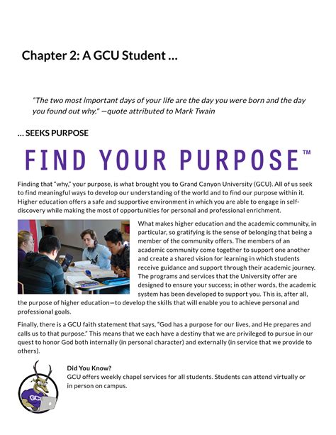 University Success Guide Finding Your Purpose Chapter 2 A Gcu Student The Two Most