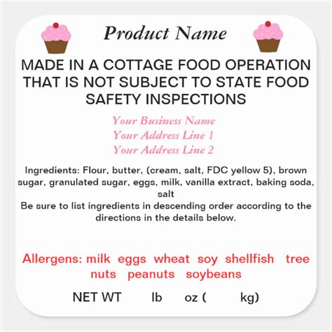 Updated Georgia Cottage Food Law Product Labels Zazzle