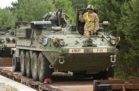 Us Military Army National Guard Training With Armored Vehicle Stock