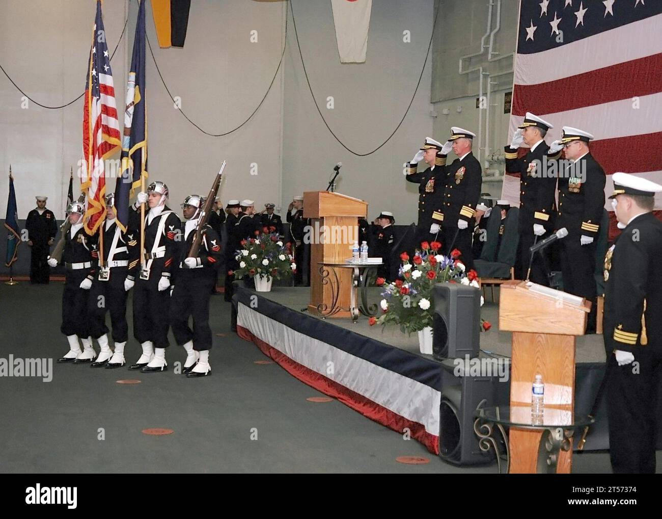 Us Navy Color Guard Parades The Colors During A Change Of Command