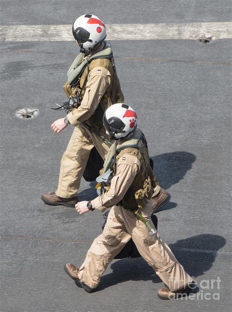 Vertical Photograph U S Navy Pilots On The Flight Deck By Giovanni